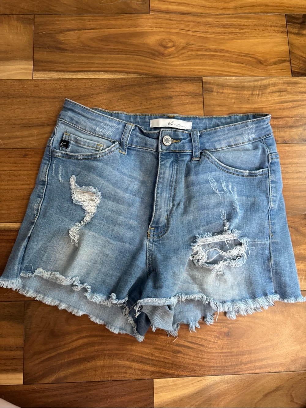 KanCan Light Blue Distressed Denim Jean Shorts